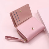 Ladies Heart Embroidered Short Zip Wallet for Office Business Travel