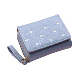 Ladies Heart Embroidered Short Zip Wallet for Office Business Travel