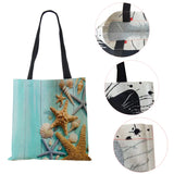 Ocean Starfish Beach Sand Prints Tote Bag Linen Fabric Handbag