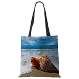 Ocean Starfish Beach Sand Prints Tote Bag Linen Fabric Handbag