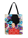 Gril Printed Tote Bag Shoulder Bag Painting Art Linen Fabric Reusable Shopping B