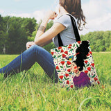 Gril Printed Tote Bag Shoulder Bag Painting Art Linen Fabric Reusable Shopping B