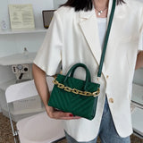 Square Pu Leather Shoulder Bag Chain Messenger Handbag