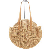 Straw Woven Shoulder Bag Round Beach Handbag