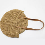 Straw Woven Shoulder Bag Round Beach Handbag