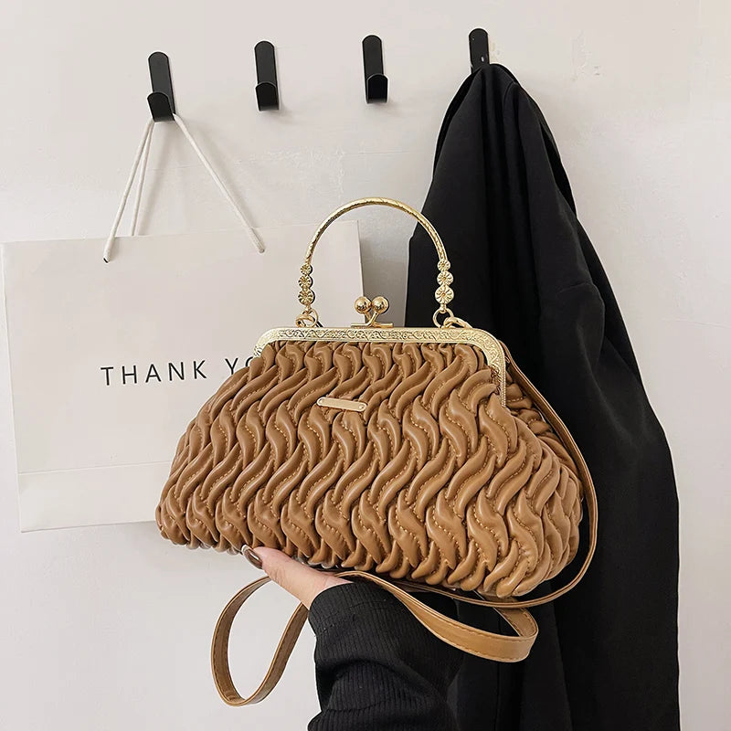 Crinkled Leather Crossbody Bags Handbags Casual Tote Bags