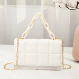 Women's PU Leather Shoulder Bag Lingge Casual Small Square Bag