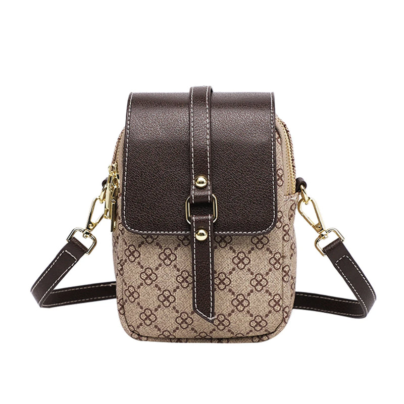 Vintage Leather Crossbody Shoulder Bag for Women Small Cell Phone Handbag