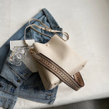 Large Casual Bucket Leather Shoulder Bag Wide Straps Messenger Bag