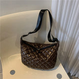 Ladies Quilted Top-Handle Handbags Rhombus Pattern Padded Totes