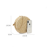 Summer Straw Woven Crossbody Bag Round Shoulder Chains Circle Beach Handbag