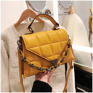 Small PU Leather Square Bag Lingge Shoulder Messenger Bags