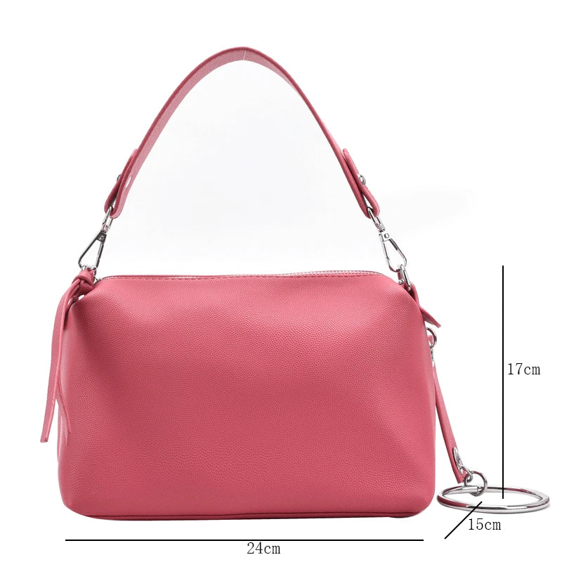 Vintage Leather Crossbody Bag for Women Solid Shoulder Messenger Bag