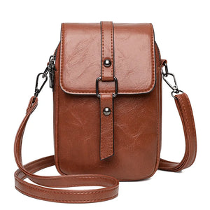 Soft Leather Messenger Bag Women Multifunction Phone Purse Single Shoulder Bag
