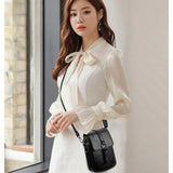Soft Leather Messenger Bag Women Multifunction Phone Purse Single Shoulder Bag