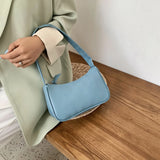 Ladies Soft PU Leather Underarm Bag Solid Women Small Vintage Handbags