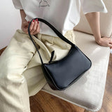 Ladies Soft PU Leather Underarm Bag Vintage Handbags Female Daily Bag