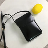 Solid Leather Mini Crossbody Messenger Bag Long Mobile Phone Handbag