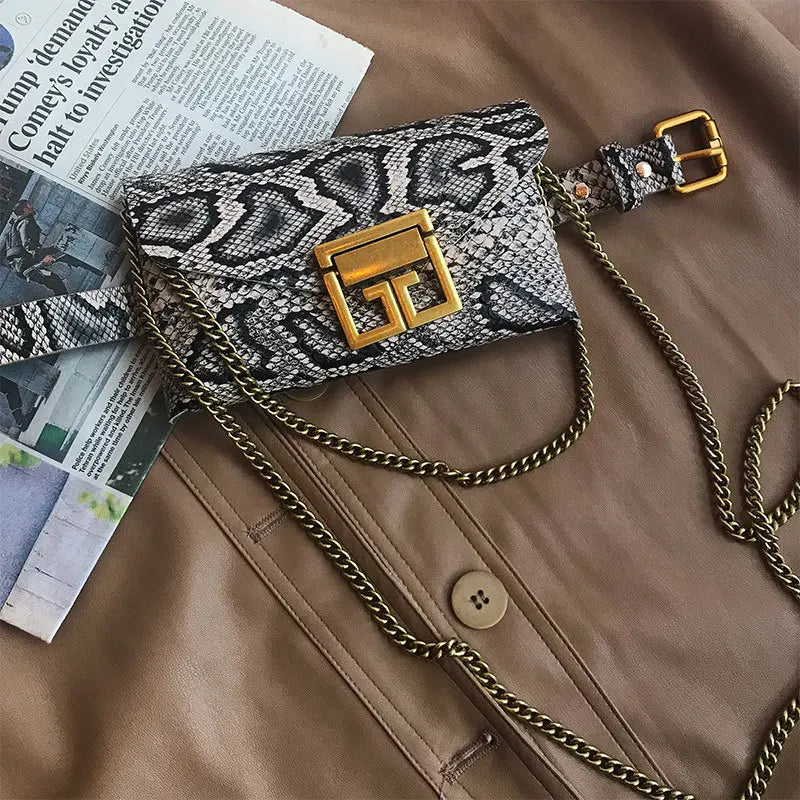 Solid Snake Pattern Waist Bag Multifunctional Shoulder Bag