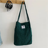 Solid Corduroy Shoulder Bags Tote Crossbody Purses Handbag Bookbag