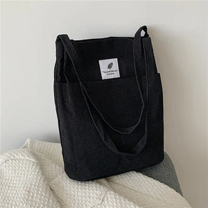 Solid Corduroy Shoulder Bags Tote Crossbody Purses Handbag Bookbag