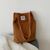 Solid Corduroy Shoulder Bags Tote Crossbody Purses Handbag Bookbag