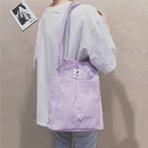 Solid Corduroy Shoulder Bags Tote Crossbody Purses Handbag Bookbag