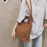 Solid Corduroy Shoulder Bags Tote Crossbody Purses Handbag Bookbag