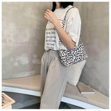 Spring Plaid Leopard Print Shoulder Bag Retro Style