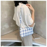 Spring Plaid Leopard Print Shoulder Bag Retro Style