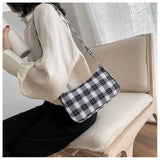 Spring Plaid Leopard Print Shoulder Bag Retro Style