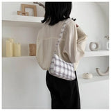 Spring Plaid Leopard Print Shoulder Bag Retro Style