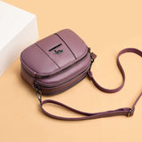 Women's Square Shoulder Bag Layer Pocket PU Leather Anti Theft Messenger Bag