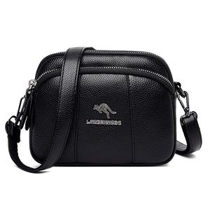 Women's Square Shoulder Bag Layer Pocket PU Leather Anti Theft Messenger Bag