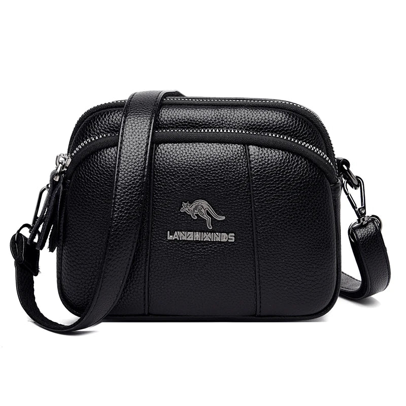 Women's Square Shoulder Bag Layer Pocket PU Leather Anti Theft Messenger Bag