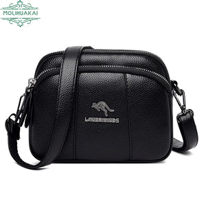 Women's Square Shoulder Bag Layer Pocket PU Leather Anti Theft Messenger Bag