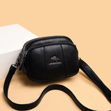 Women's Square Shoulder Bag Layer Pocket PU Leather Anti Theft Messenger Bag