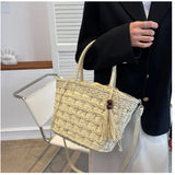 Retro Straw Woven Shoulder Bag Women Beach Tote