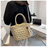 Retro Straw Woven Shoulder Bag Women Beach Tote