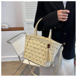 Retro Straw Woven Shoulder Bag Women Beach Tote