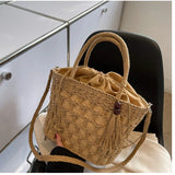 Retro Straw Woven Shoulder Bag Women Beach Tote