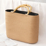 Women's Straw Woven Handbag Beach Casual Tote Top-Handle Bags