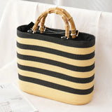 Women's Straw Woven Handbag Beach Casual Tote Top-Handle Bags