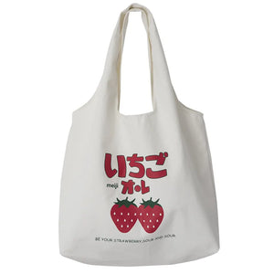 Large Capacity Strawberry Yogurt Printing Tote Bag