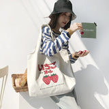 Large Capacity Strawberry Yogurt Printing Tote Shoulder Bag