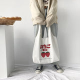 Large Capacity Strawberry Yogurt Printing Tote Shoulder Bag