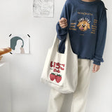 Large Capacity Strawberry Yogurt Printing Tote Shoulder Bag