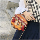 Tassel Handbag Harajuku Ethnic Style Round Chain Shoulder Bag