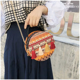 Tassel Handbag Harajuku Ethnic Style Round Chain Shoulder Bag