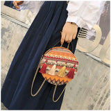 Tassel Handbag Harajuku Ethnic Style Round Chain Shoulder Bag